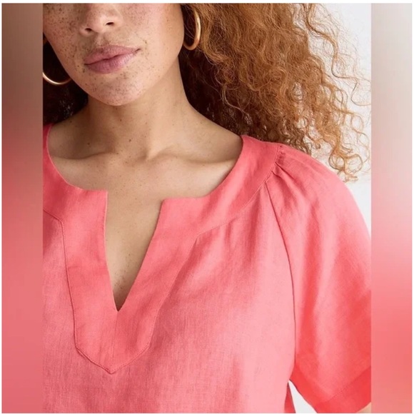 J.Crew Flutter-Sleeve Linen V-neck Top White Size M - Picture 3 of 4